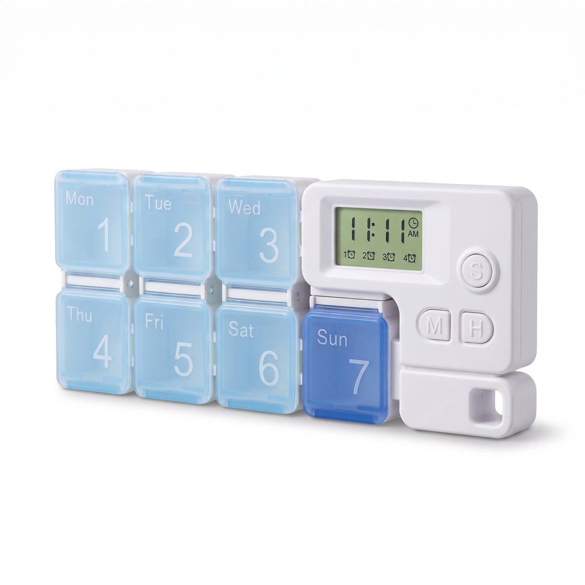 Pastillero semanal VitalClock con alarma y pantalla digital, 7 compartimentos